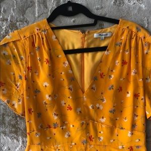 Yellow Silk Floral Madewell Dress